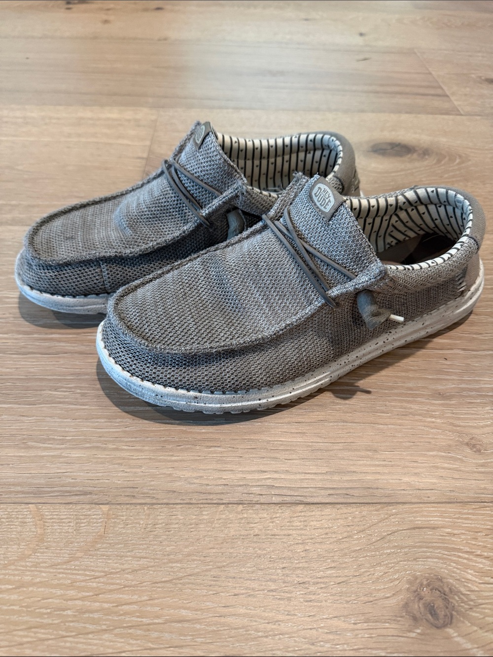 Hey Dude Light Tan/Gray Canvas Slip-On Casual Shoes